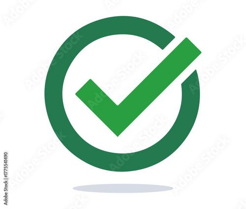 Bold Green Check Mark Icon Inside Circle Vector Illustration Symbol
