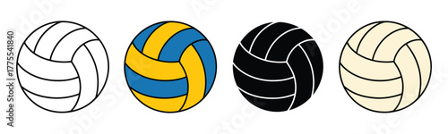 Volleyballs with different color patterns for sports and recreational activities