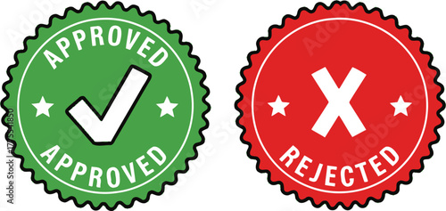 approved and rejected badge icons showing clear project status for feedback and progress tracking