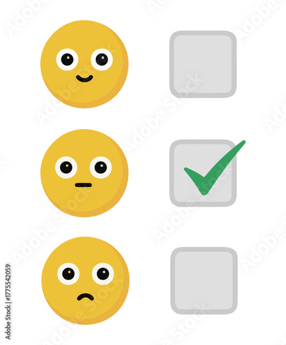 Feedback Form with Emoji Faces and Checkbox Survey Rating System