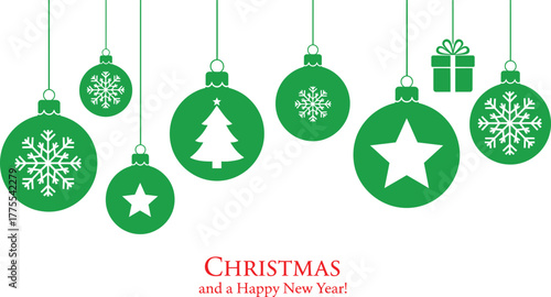christmas and new year greeting design with modern ornaments expressing joyful holiday celebration
