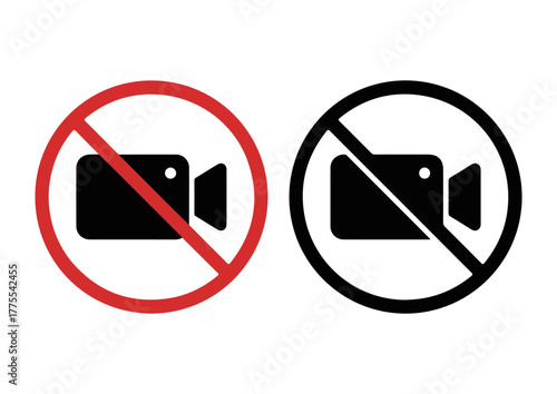 No Video Recording Camera Prohibited Sign Icon Vector Illustration