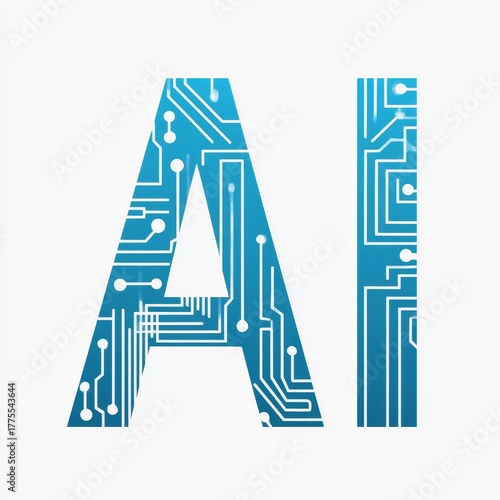 AI Text Made of Circuit Board