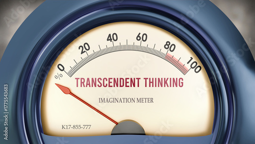 Transcendent Thinking and Imagination Meter that hits less than zero, showing an extremely low level of transcendent thinking, none of it, insufficient. Minimum value, below the norm. ,3d illustration