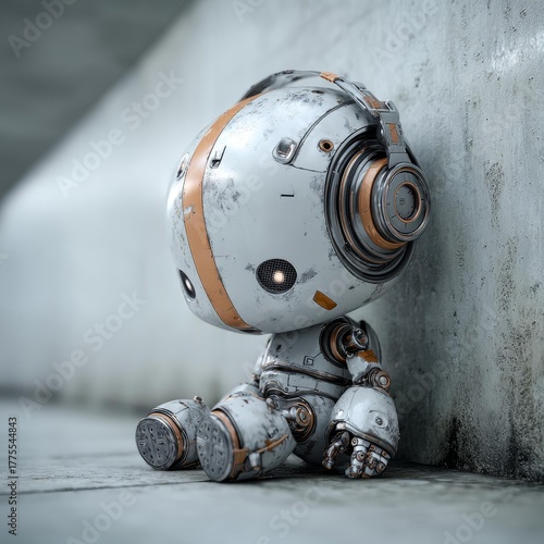 Sad Robot Listening To Music