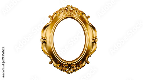 antique gold frame isolated on transparent background