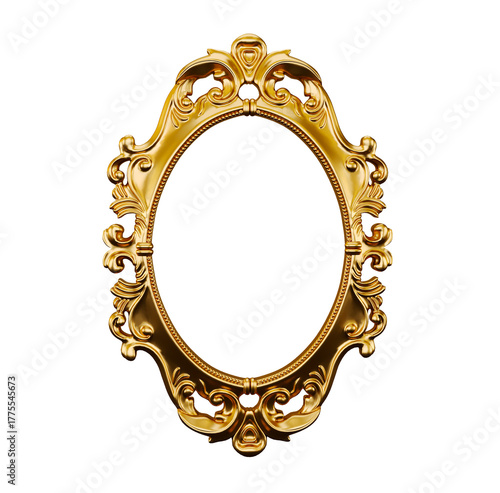 antique gold frame isolated on transparent background