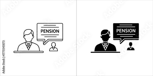 Pension concept, businessman talking about retirement plan and savings