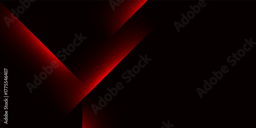Dark geometric background with glowing red light accents and sharp diagonal shapes. Perfect for technology, gaming, or modern design themes.