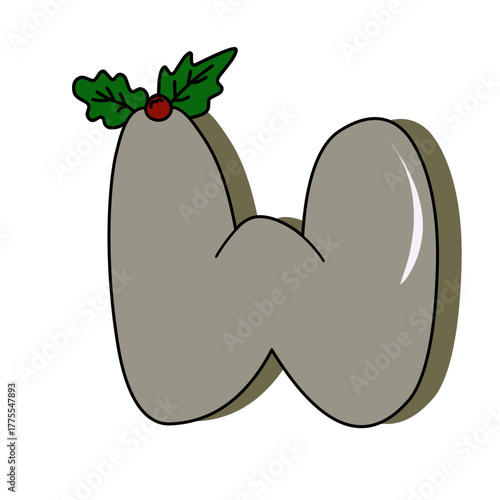 alphabet with holly berry vektor