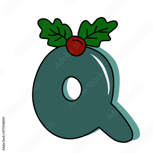 alphabet with holly berry vektor