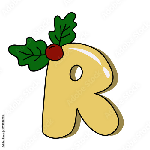 alphabet with holly berry vektor