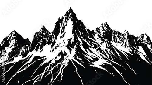 Dramatic Black And White Mountain Range Illustration