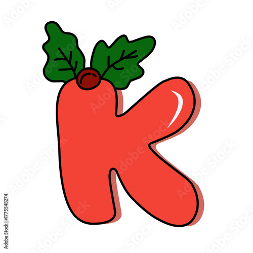 alphabet with holly berry vektor