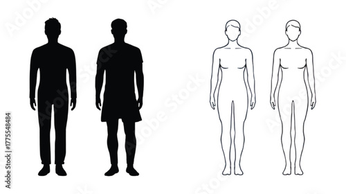 Silhouette and Outline of Male and Female Figures woman