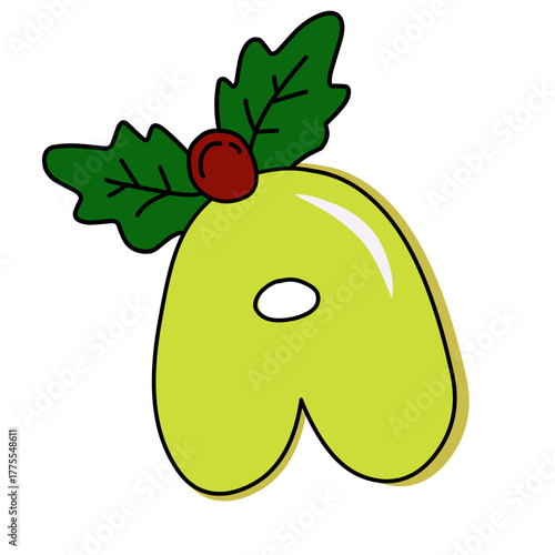 alphabet with holly berry vektor
