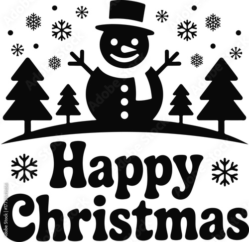 Festive Happy Christmas Graphic Tee Design