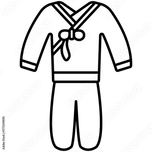 Traditional Korean Baby Outfit Illustration: A simple yet elegant illustration showcasing a traditional Korean baby outfit. This image evokes cultural appreciation and historical reflection.