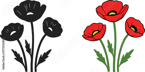 Poppy flower icon
