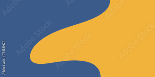 Organic Wavy Division Illustration Vector Background. Simple vector illustration featuring a soft, organic curve dividing the blue and yellow-orange colors.
