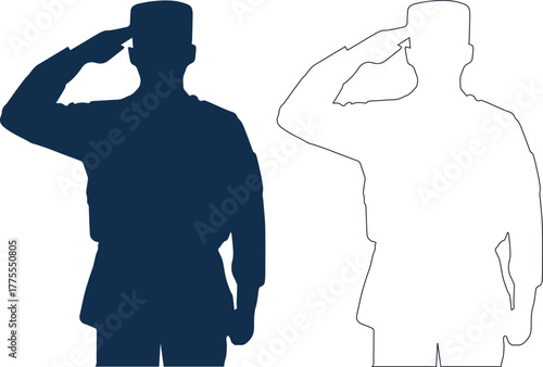 Soldier saluting outline icon silhouette