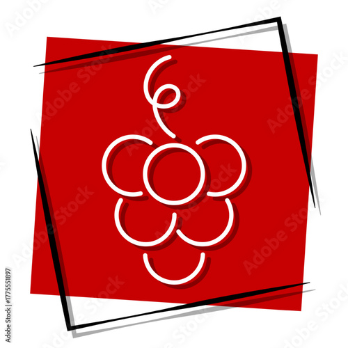 grape, red banner in a frame. Vector illustration on a white background.