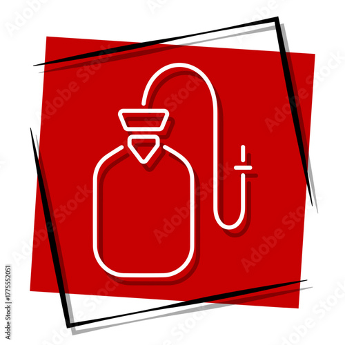 enema, red banner in a frame. Vector illustration on a white background.