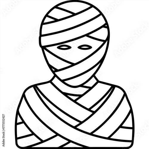 Color vector mummy wrapped in bandages minimalist design