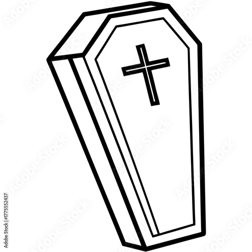 Minimalist color vector coffin with a clean cross design