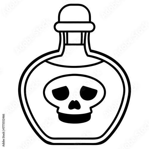 Color potion bottle with skull label illustration