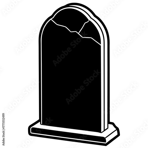 Minimalist color vector headstone design with cracks