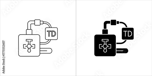 Thermal desorption black glyph icon analysis