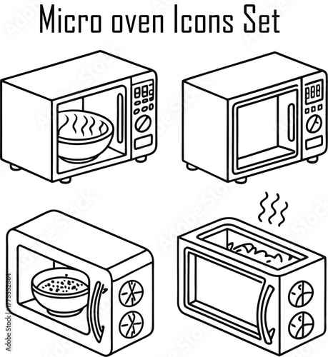 Micro Oven Icons & Vector Set