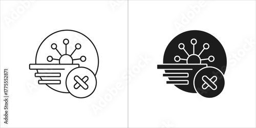 Black and white no smog icon for air pollution