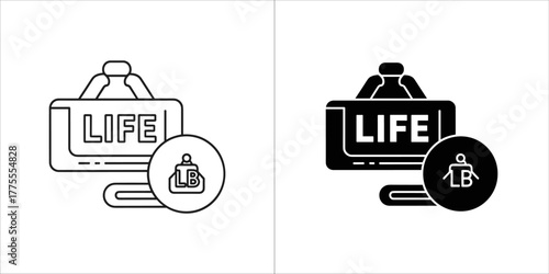 Life insurance concept with a weighing scale and the word life