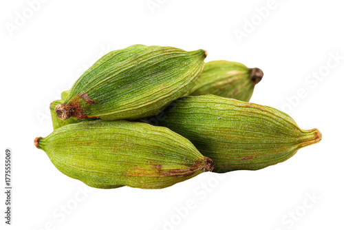 Wallpaper Mural Close-up of several cardamom pods.  Fresh, vibrant green pods, slightly overlapping, displaying a textured surface.  Isolated against a plain black background Torontodigital.ca