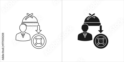 Business man with money icon, representing financial transaction or payment concept