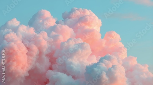 A pink cloud in the sky with a blue sky in the background