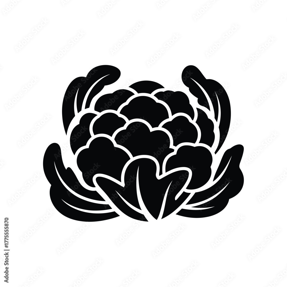 Obraz premium Black silhouette of a chrysanthemum flower on white background