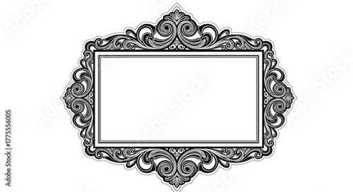 Elegant vintage ornate frame with intricate scrollwork, perfect for invitations, certificates, and premium designs, adding timeless sophistication.