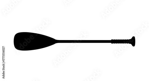 Bold black silhouette of a stand up paddleboard paddle with a textured grip and wide blade, perfect for water sports and adventure themes.