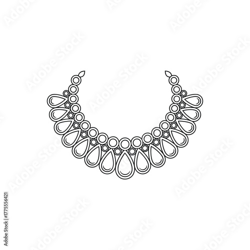 Elegant diamond necklace with pear shaped gems on white background