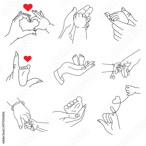 MOM AND CHAILD HAND  DRAW IN ILLUSTRATOR.