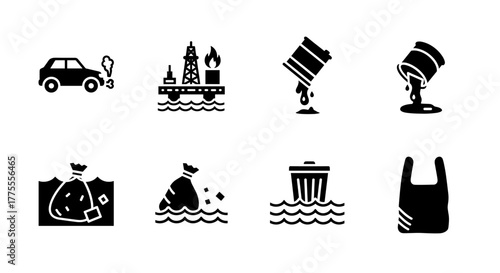 Visualizing environmental pollution's impact from industrial spills and waste to air emissions and plastic debris