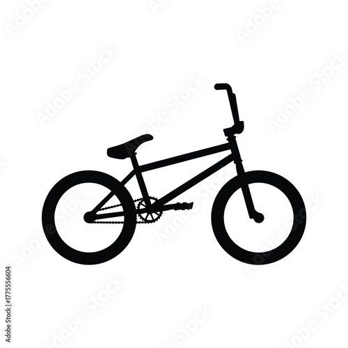 Silhouette of a bmx bicycle on a white background