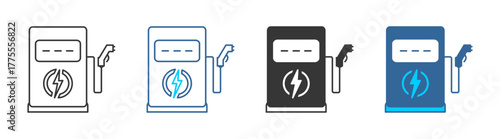 Charging station icon set multiple style collection
