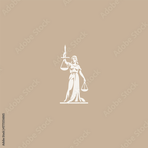 Woman Holding Justice Scales Vector Logo Illustration