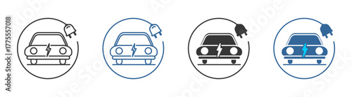 Electric car icon set multiple style collection