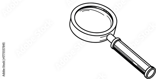 Isometric Line Art Illustration of a Magnifying Glass for Search, Research, or Discovery