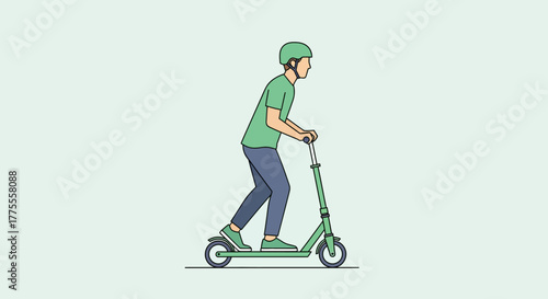 Man riding a scooter in park for a relaxed lifestyle and enjoy riding